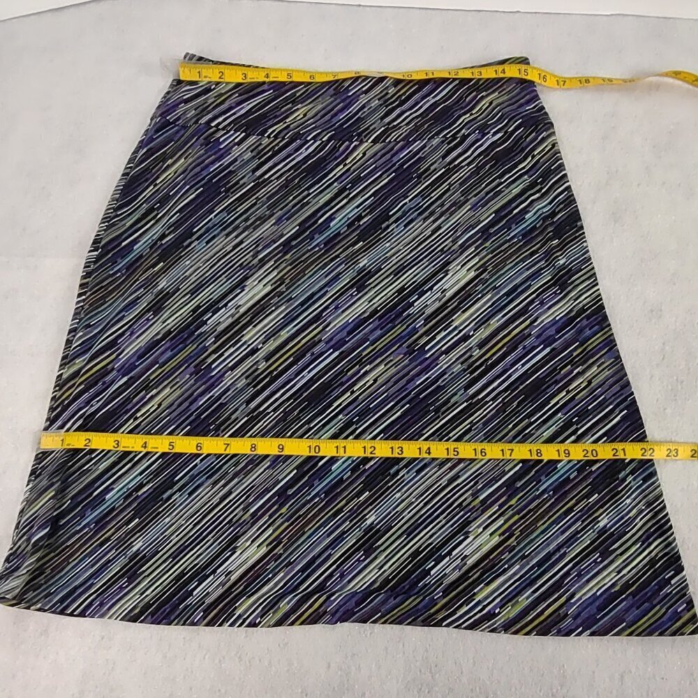 New York & Company Purple Yellow Print Rayon Blend Stretch Pencil Skirt Size M - Picture 5 of 8